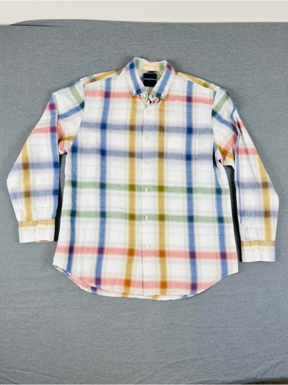 Tommy Bahama White Multicolor Plaid Button-Down Shirt